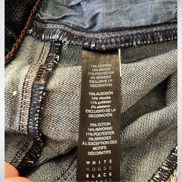 White House Black Market WHBM Dark Blue Floral Embroidered Jeans - Picture 8 of 11